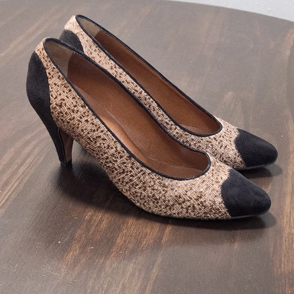 Vintage Valerio Valentini Pump Heels Women's 7.5 AA Brown Black Made In Italy - Picture 2 of 6